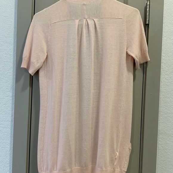 Cream and Pink Open-Front Cardigan Sweater - Picture 2 of 2